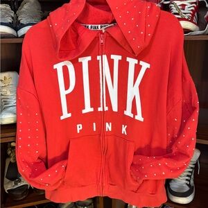 Victoria's Secret Red Hoodie with White PINK Logo